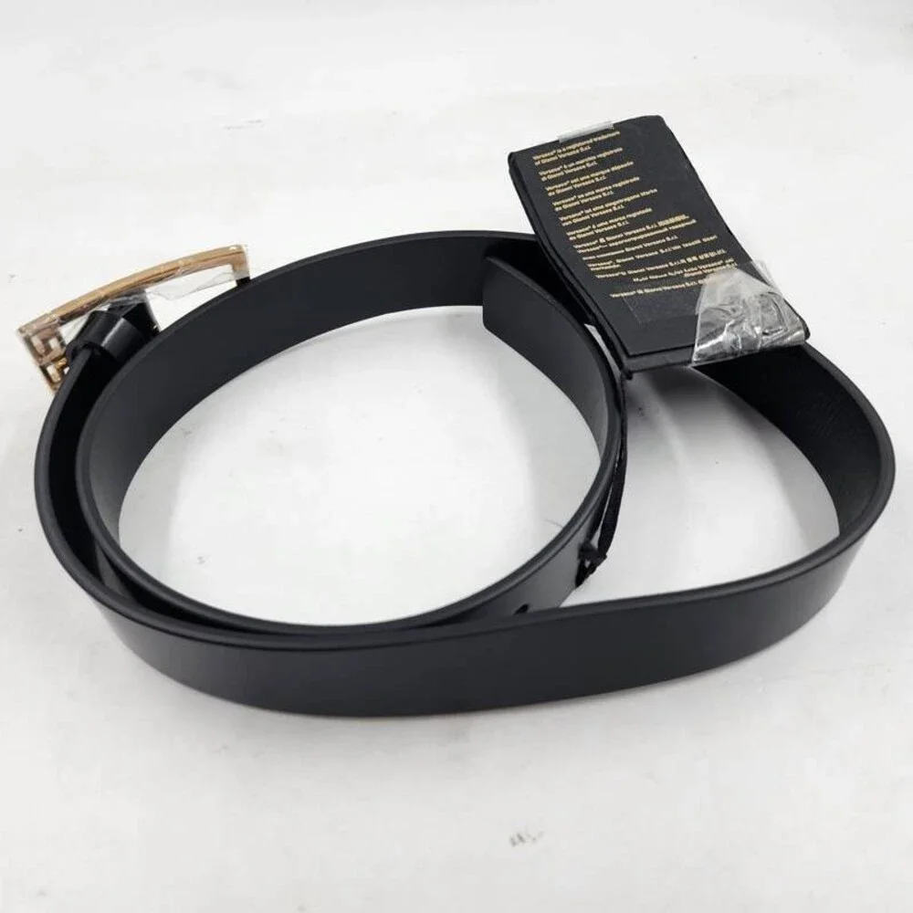 Versace Greca Belt Men's 80/32 Black Buckle Closure